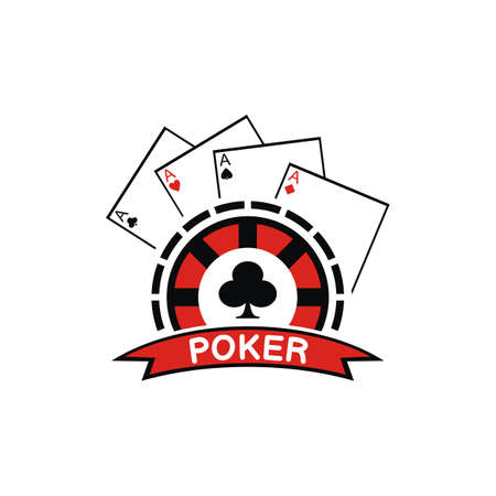 illustration vector graphic of poker chip logo with club icon, showing ace on it, perfect for sport, game, gamble, fortune, win, recreation, tournament, etc.のイラスト素材