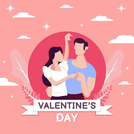 illustration vector graphic of romantic couple holding hands, perfect for religion, holiday, culture, valentine, greeting card, postcard, wedding, etc.のイラスト素材