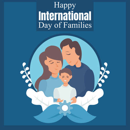 illustration vector graphic of husband and wife hugging their child, perfect for international day...