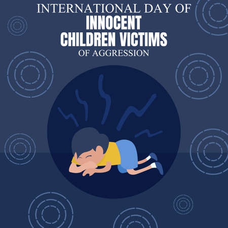 illustration vector graphic of a boy cries and falls on the floor, perfect for international day innocent children victims of aggression, celebrate, greeting card, etc.のイラスト素材
