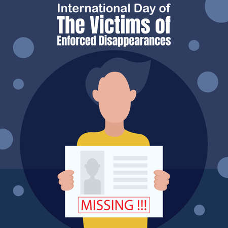 illustration vector graphic of a man holding a missing persons information board, perfect for international day, victims of enforced disappearances, celebrate, greeting card, etc.のイラスト素材