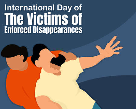 illustration vector graphic of a man is held captive by an unknown person, perfect for international day, victims of enforced disappearances, celebrate, greeting card, etc.のイラスト素材