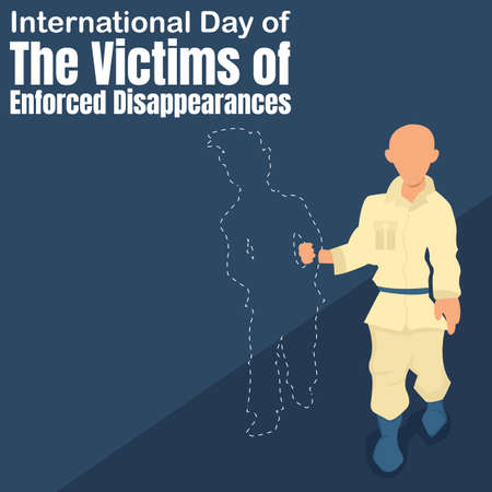 illustration vector graphic of a military officer arrests innocent people, perfect for international day, victims of enforced disappearances, celebrate, greeting card, etc.のイラスト素材