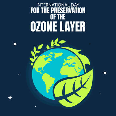 illustration vector graphic of planet earth is surrounded by green plants, perfect for international day, preservation of the ozon layer, celebrate, greeting card, nature, etc.のイラスト素材