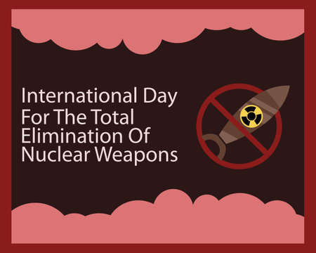 illustration vector graphic of a nuclear missile is flying above the clouds, perfect for international day, the total elimination of nuclear weapon, celebrate, greeting card, energのイラスト素材