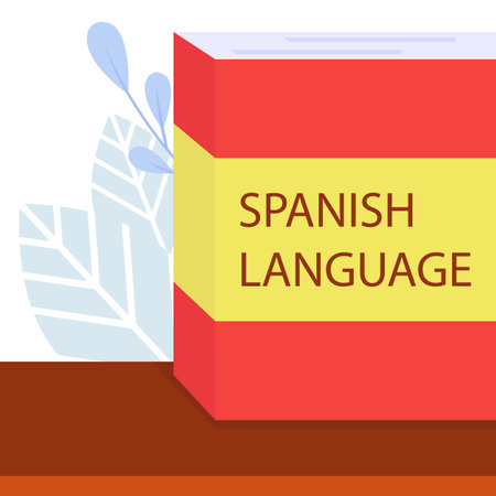 illustration vector graphic of Spanish translation book on the table, perfect for international day, world spanish language, celebrate, greeting card, etc.のイラスト素材