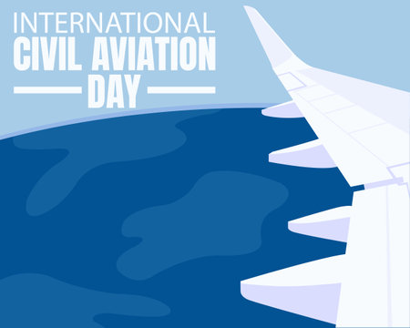 illustration vector graphic of view of the wing from the window of an airplane, perfect for international day, civil aviation day, celebrate, greeting card, etc.のイラスト素材