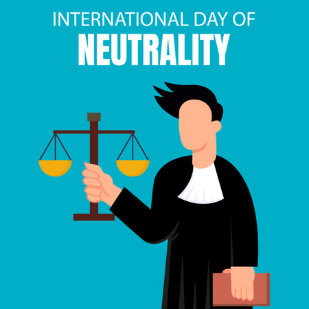 illustration vector graphic of a male judge holding a balance sheet and holding a law book, perfect for international day, international day of neutrality, celebrate, greeting cardのイラスト素材