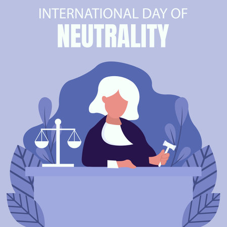 illustration vector graphic of a judge sits and holds a gavel at a table, displaying a legal balance sheet, perfect for international day, international day of neutrality, celebratのイラスト素材