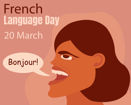 illustration vector graphic of a girl speaks french, perfect for international day, french language day, celebrate, greeting card, etc.のイラスト素材