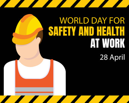 illustration vector graphic of a project worker wearing a head protection helmet, perfect for international day, safety and health at work, celebrate, greeting card, etc.のイラスト素材