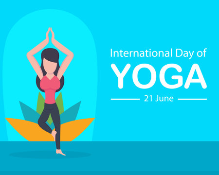 illustration vector graphic of a woman doing yoga by lifting one leg, perfect for international day, international day of yoga, celebrate, greeting card, etc.のイラスト素材