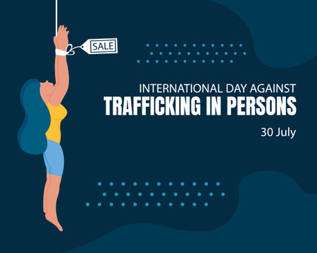illustration vector graphic of a woman's hands were tied and hanged, perfect for international day, against trafficking in persons, celebrate, greeting card, etc.のイラスト素材