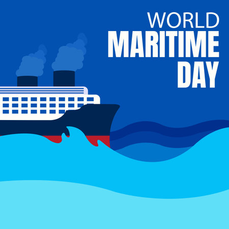illustration vector graphic of cruise ship sailing on the ocean, perfect for international day, world maritime day, celebrate, greeting card, etc.のイラスト素材