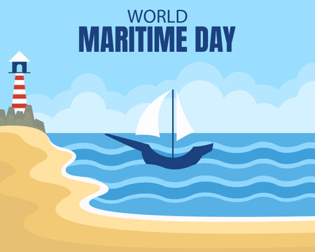 illustration vector graphic of small boat on the beach, perfect for international day, world maritime day, celebrate, greeting card, etc.のイラスト素材