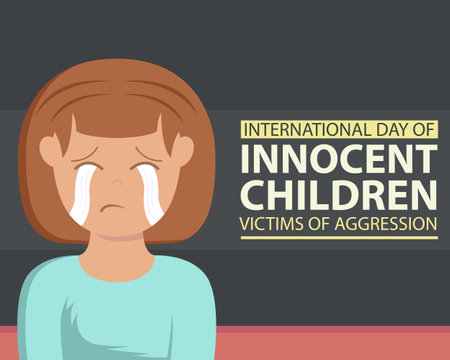 illustration vector graphic of a girl crying alone, perfect for international day, innocent children victims of aggression, celebrate, greeting card, etc.のイラスト素材