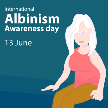 illustration vector graphic of an albino woman sitting alone, perfect for international day, international albinism awareness day, celebrate, greeting card, etc.のイラスト素材