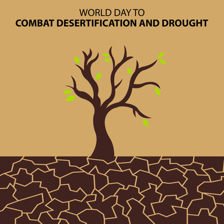illustration vector graphic of trees dry and die in the arid and cracked land, perfect for international day, world day, combat desertification and drought, celebrate, greeting carのイラスト素材