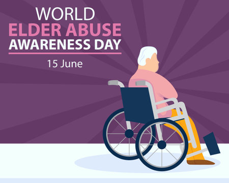 illustration vector graphic of a grandfather was sitting in a wheelchair, perfect for international day, world elder abuse awareness day, celebrate, greeting card, etc.のイラスト素材