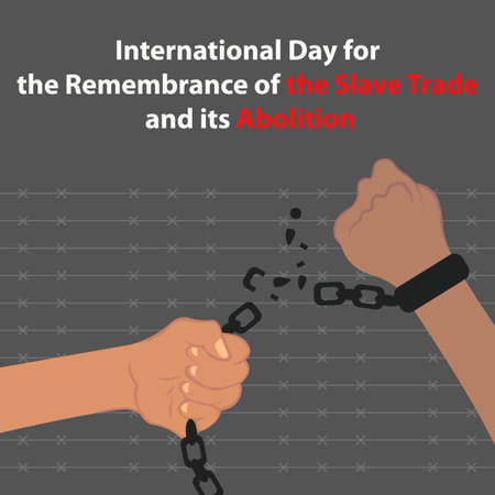 illustration vector graphic of the chain shackles in the hands shattered when pulled, perfect for international day, remembrance, slave trade and its abolition, celebrate, greetingのイラスト素材
