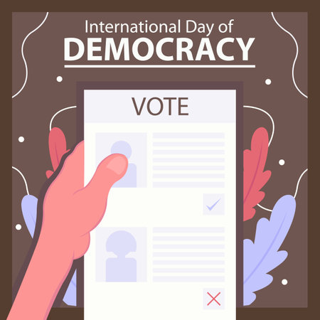 illustration vector graphic of hand holding voting paper, perfect for international day, international day of democracy, celebrate, greeting card, etc.のイラスト素材