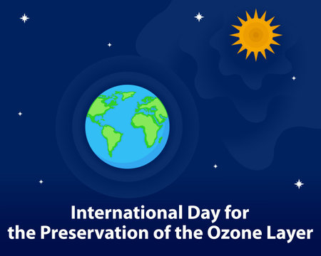 illustration vector graphic of The ozone layer protects the earth from exposure to solar radiation, perfect for international day, preservation of the ozone layer, celebrate, greetのイラスト素材