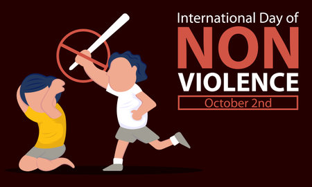 illustration vector graphic of a child was chased and beaten with a stick, perfect for international day, international day of non violence, celebrate, greeting card, etc.のイラスト素材