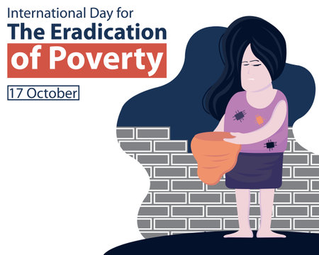 illustration vector graphic of a woman was begging on a city street, perfect for international day, the eradication of poverty, celebrate, greeting card, etc.のイラスト素材