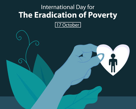illustration vector graphic of hand holding heart filled with people's silhouette, perfect for international day, the eradication of poverty, celebrate, greeting card, etc.のイラスト素材