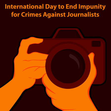 illustration vector graphic of hands preparing to take a picture with the camera, perfect for international day, end impunity, crimes against, journalists, celebrate, greeting cardのイラスト素材