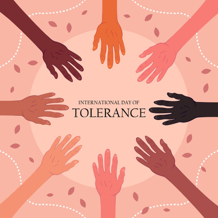 illustration vector graphic of hands with different skin colors, perfect for international day, international day of tolerance, celebrate, greeting card, etc.のイラスト素材
