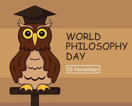 illustration vector graphic of the owl wears a scholar's hat, perfect for international day, world philosophy day, celebrate, greeting card, etc.のイラスト素材