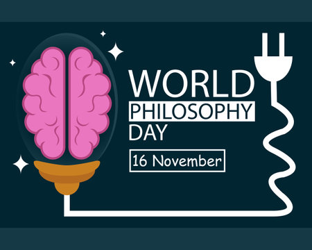 illustration vector graphic of the brain organ inside the lamp shines, perfect for international day, world philosophy day, celebrate, greeting card, etc.のイラスト素材