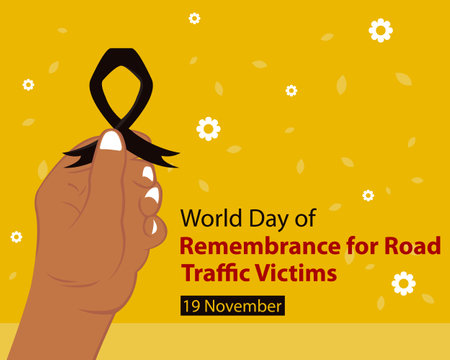 illustration vector graphic of hand holding a black ribbon, perfect for international day, remembrance for road, traffic victims, celebrate, greeting card, etc.のイラスト素材