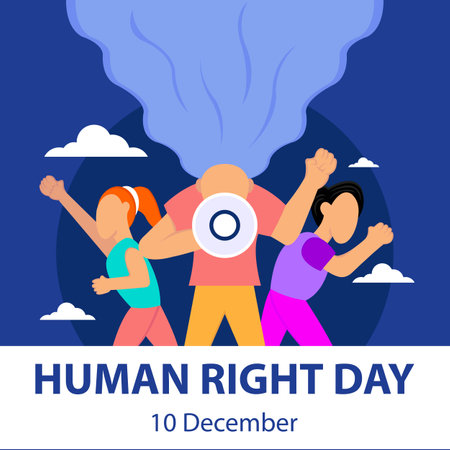illustration vector graphic of three people gave a speech together, perfect for international day, human right day, celebrate, greeting card, etc.のイラスト素材