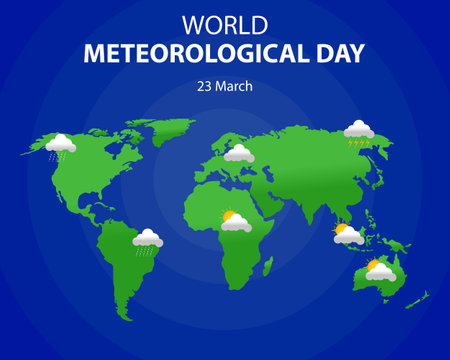 illustration vector graphic of The world map is covered in various weather seasons, perfect for international day, world meteorological day, celebrate, greeting card, etc.のイラスト素材