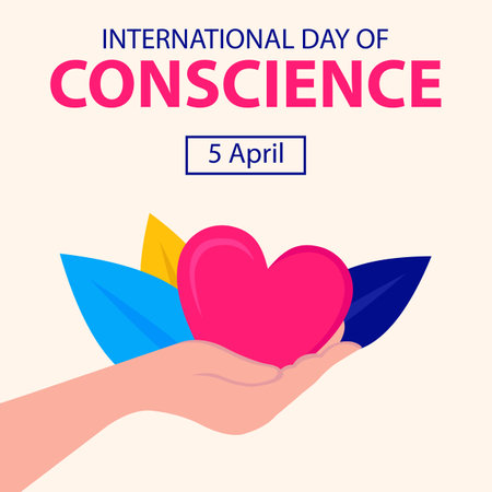 illustration vector graphic of hands holding hearts and leaves, perfect for international day, international day of conscience, celebrate, greeting card, etc.のイラスト素材