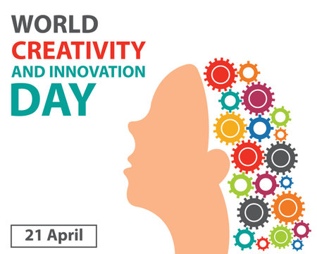 illustration vector graphic of gear-haired human head, perfect for international day, world creativity and innovation day, celebrate, greeting card, etc.のイラスト素材