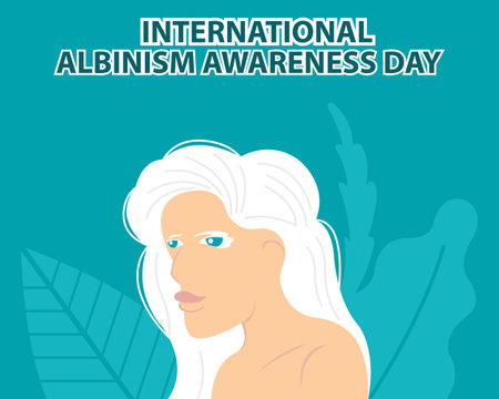 illustration vector graphic of a woman with white hair, perfect for international day, albinism awareness day, celebrate, greeting card, etc.のイラスト素材