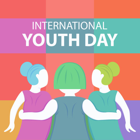 illustration vector graphic of three women are hugging each other, perfect for international day, international youth day, celebrate, greeting card, etc.のイラスト素材