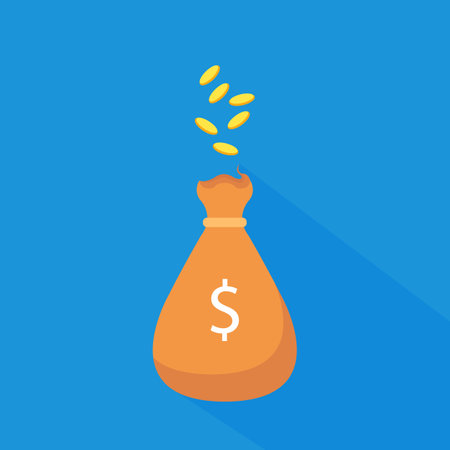 illustration vector graphic of Coins are put into the money bag, perfect for international day, international day of banks, celebrate, greeting card, etc.のイラスト素材