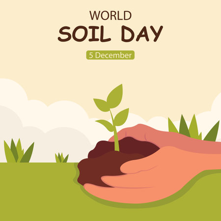 illustration vector graphic of a pair of hands picked up the soil in the field, perfect for international day, world soil day, celebrate, greeting card, etc.のイラスト素材