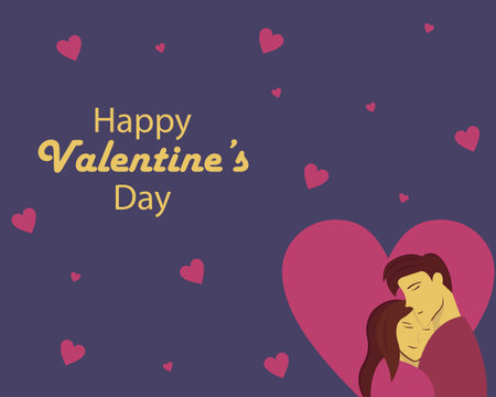 illustration vector graphic of a couple of lovers hugging, displaying a heart background, perfect for international day, happy valentines day, celebrate, greeting card, etc.のイラスト素材