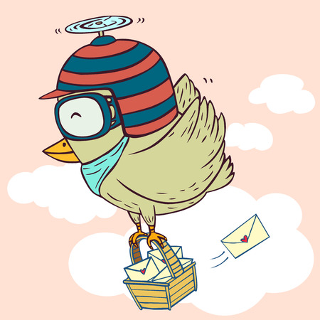 delivery bird flying for send love letter vector illustrationのイラスト素材