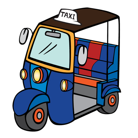 Tuktuk Thailand Taxi cartoon vector illustrationのイラスト素材