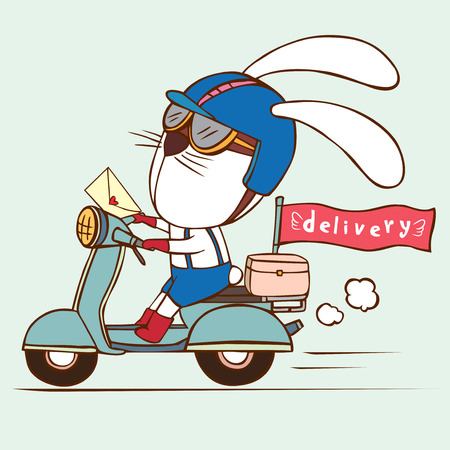 delivery rabbit for send love letter vector illustrationのイラスト素材