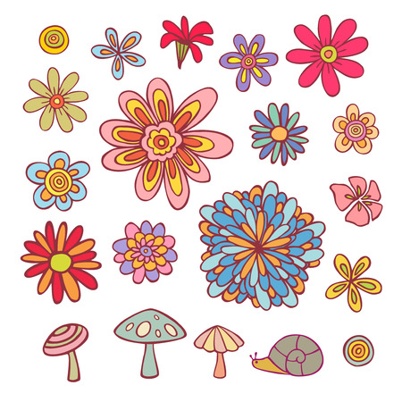 flowers isolated hand drawing vector illustrationのイラスト素材