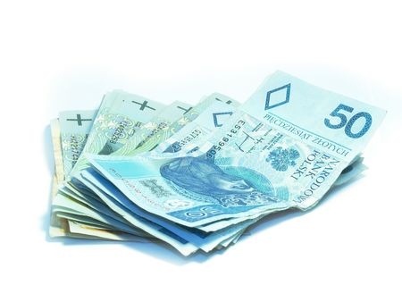 Banknotes isolated on white background.  の写真素材