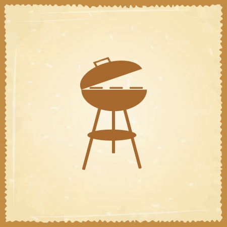 Silhouette of bbq on grunge backgroundのイラスト素材