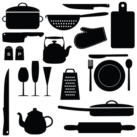 Set of kitchen tools, vector illustrationのイラスト素材